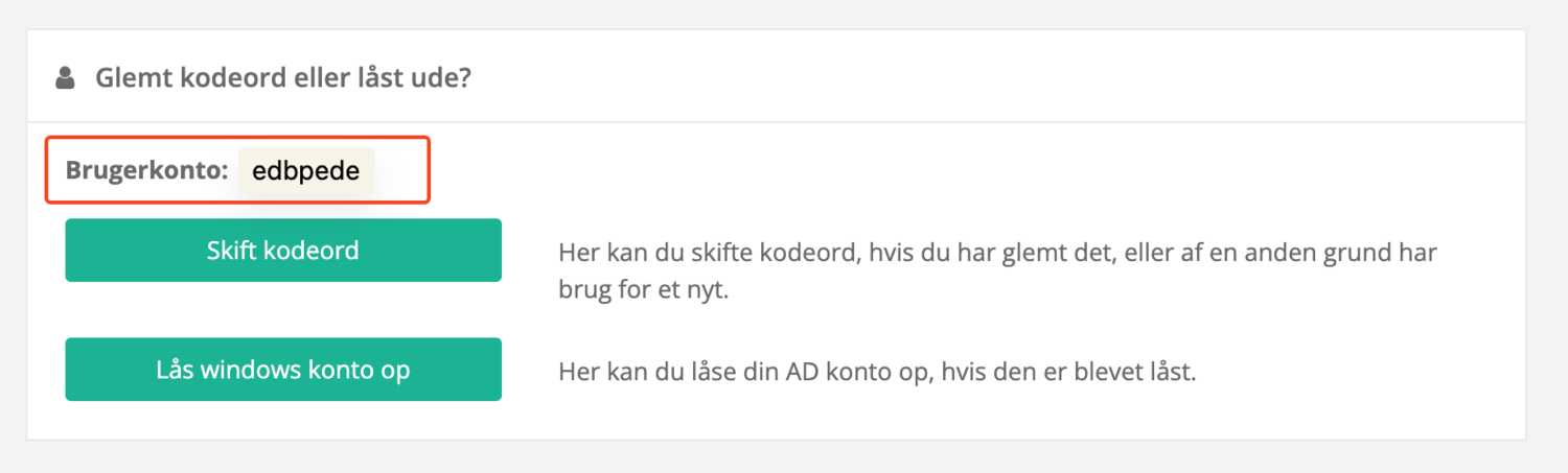Brugernavnet vises
