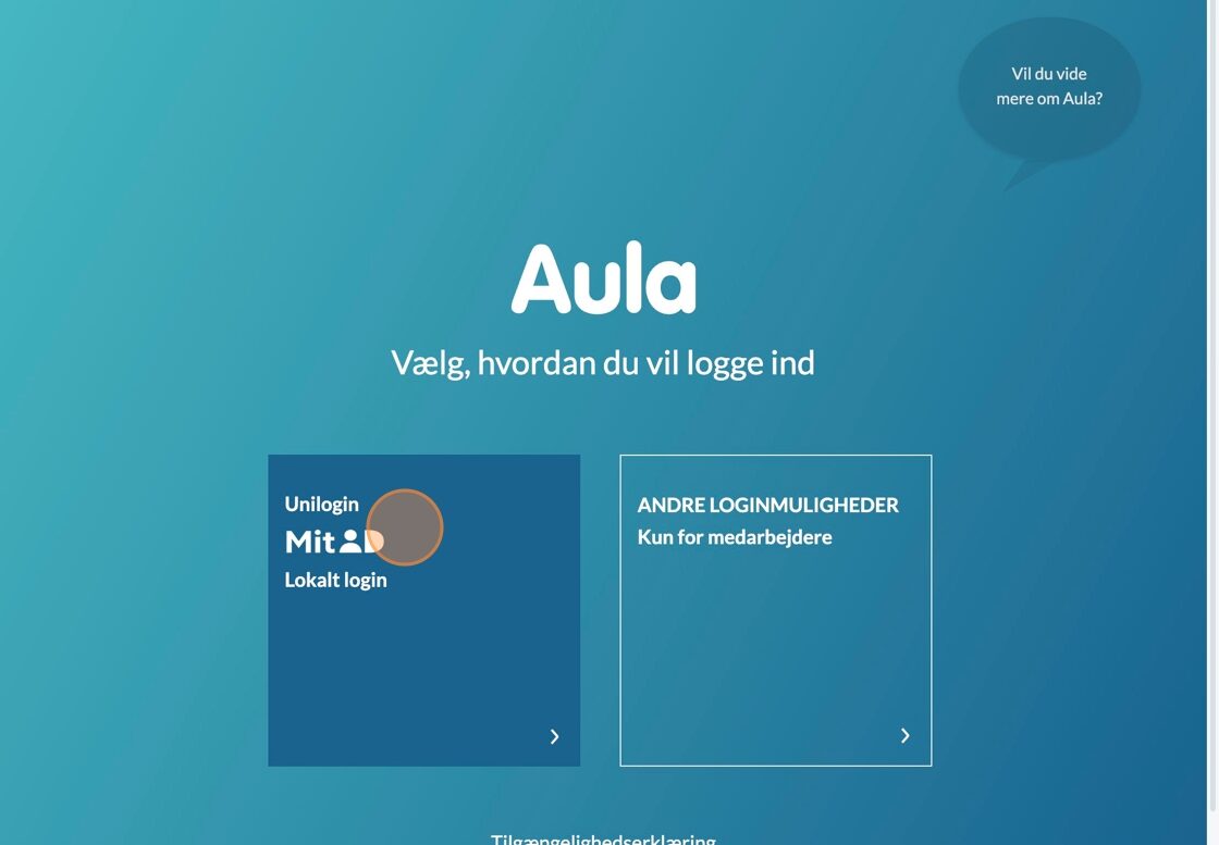 Den blå login-knap er markeret
